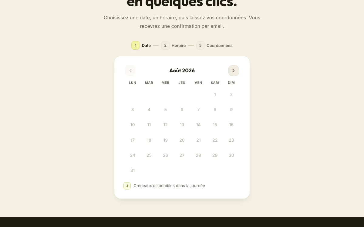 Prise de rendez-vous en ligne — choix de la date