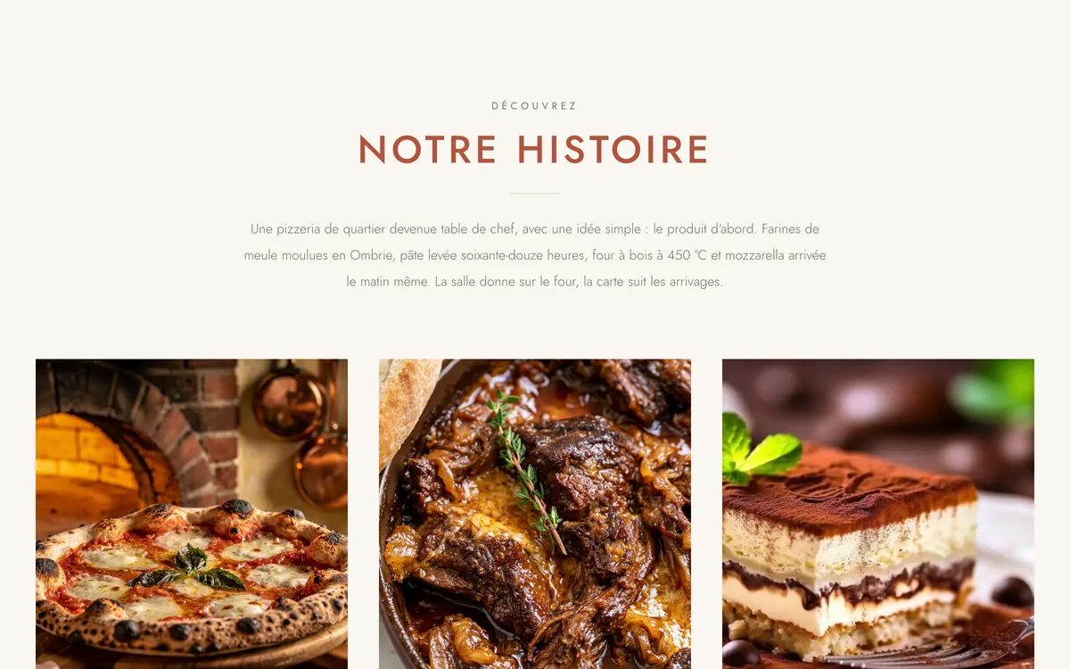 Notre histoire — le four et la pâte